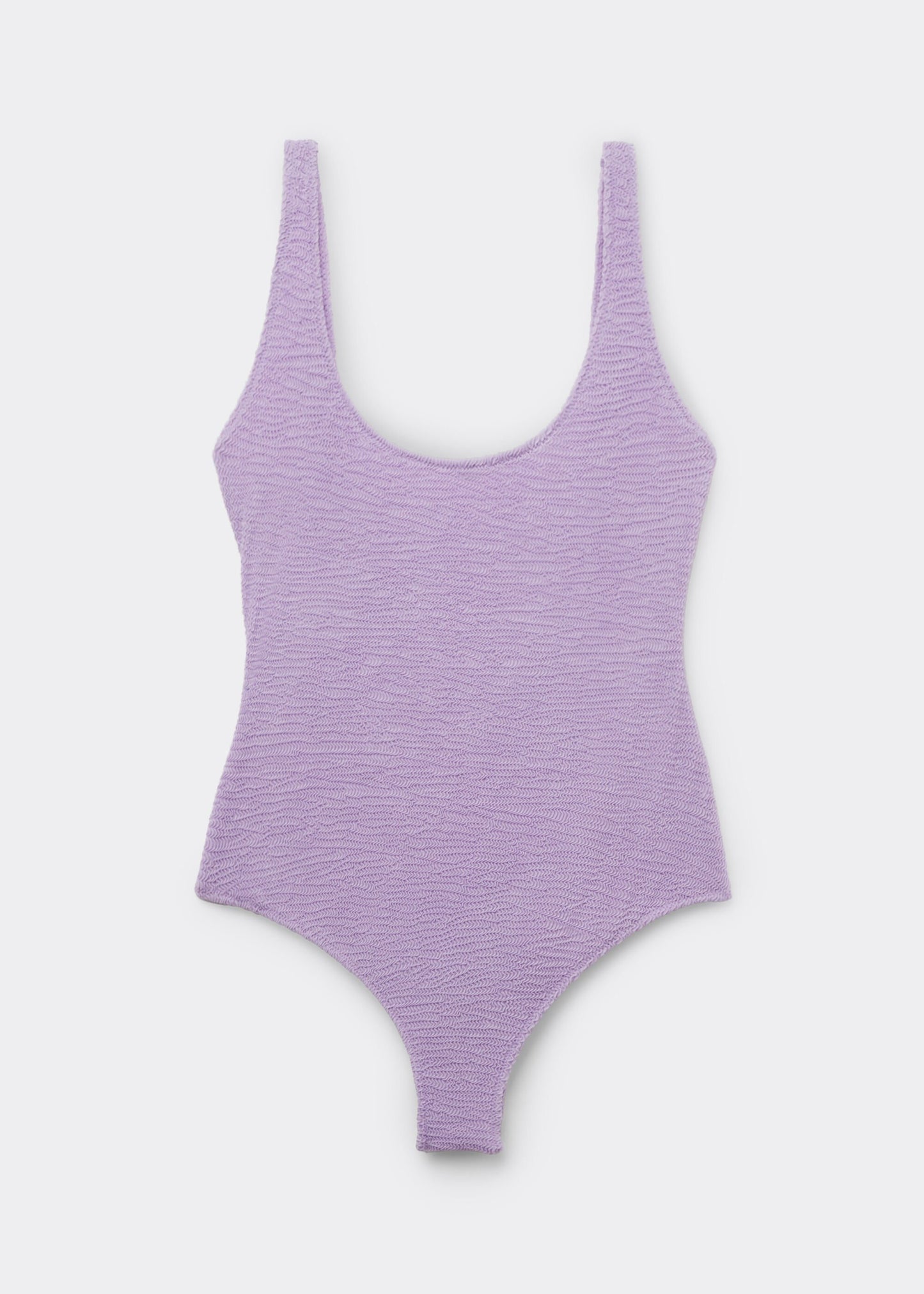 High-Leg Swimsuit Crinkle Waves