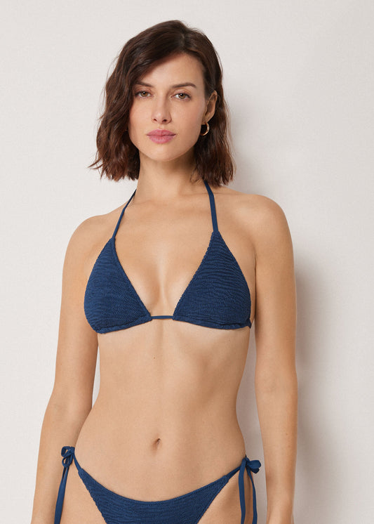 Triangle Bikini Top with Removable Padding Crinkle Waves