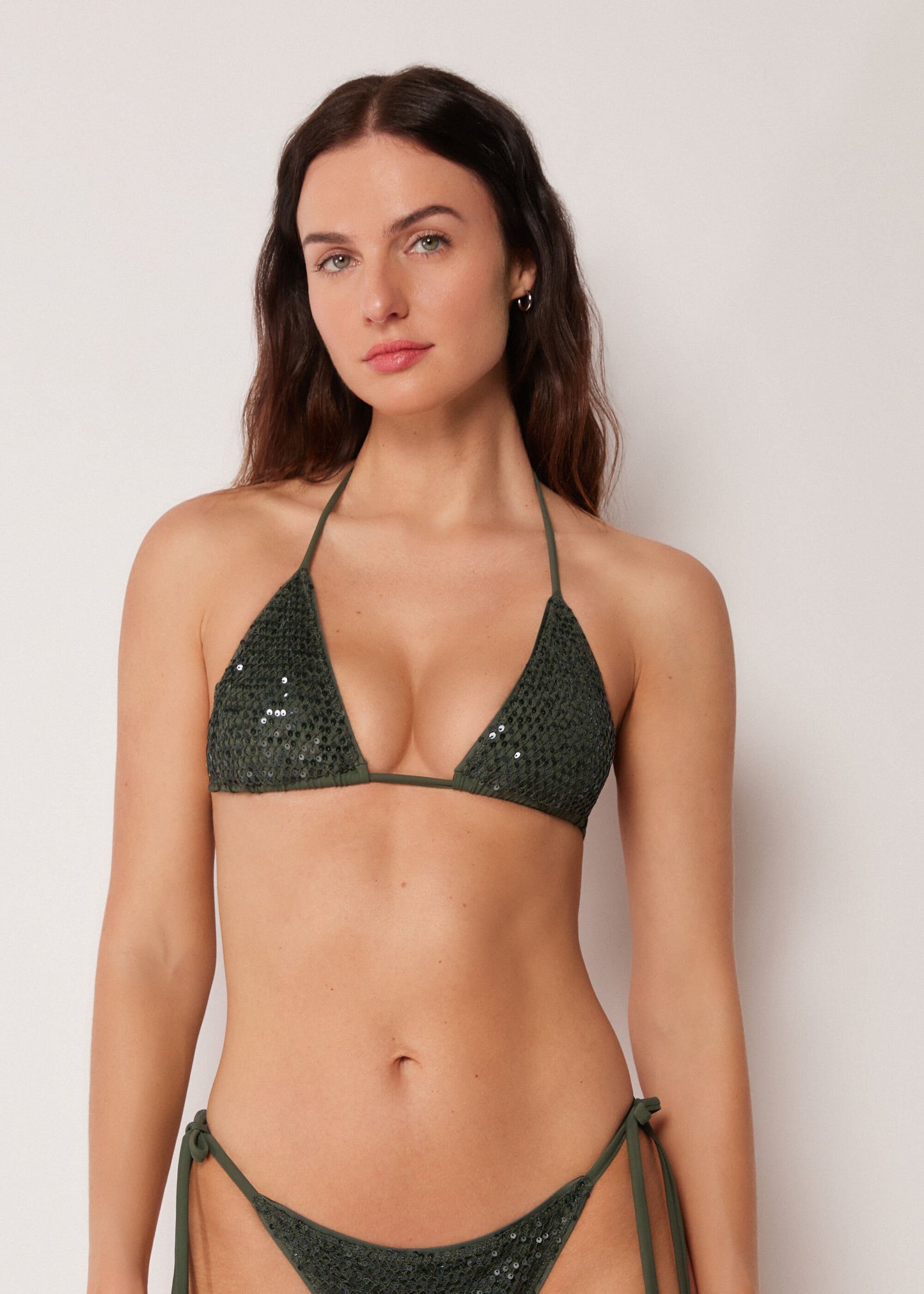 Triangle Bikini Top Sequin Net