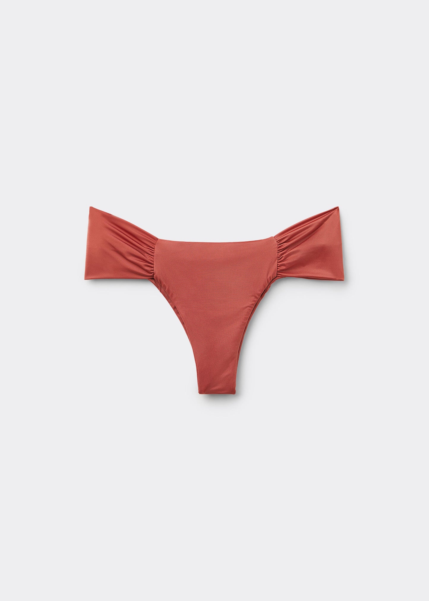 Ruched Brazilian Bikini Bottoms Shiny Satin