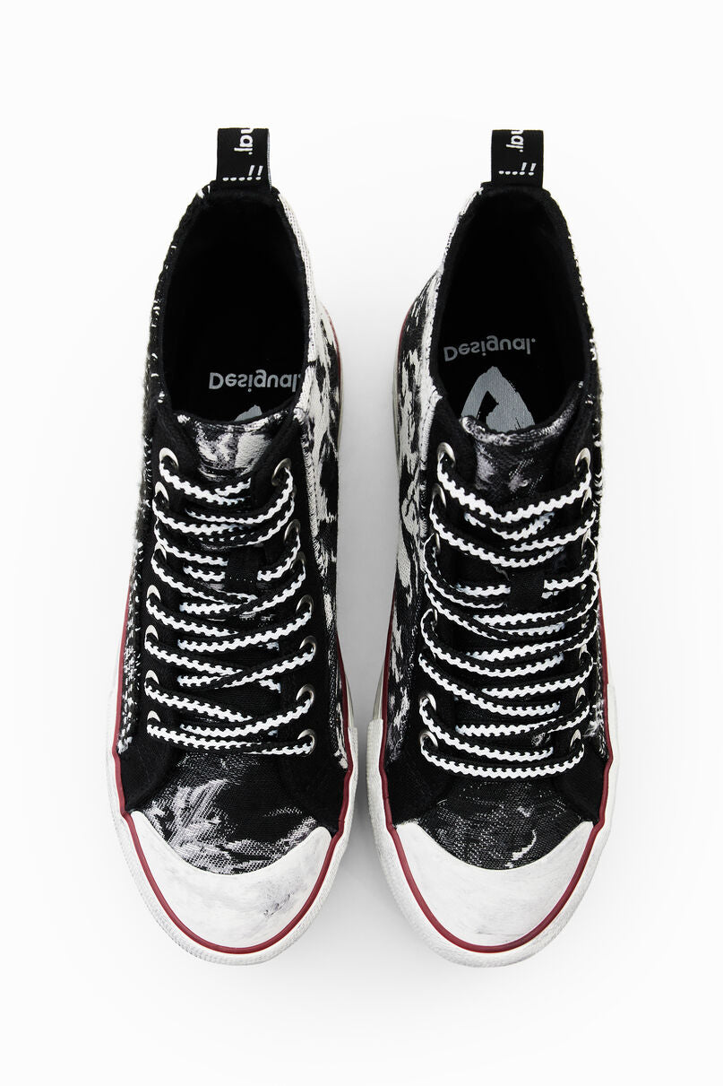 Tartan platform high-top sneakers