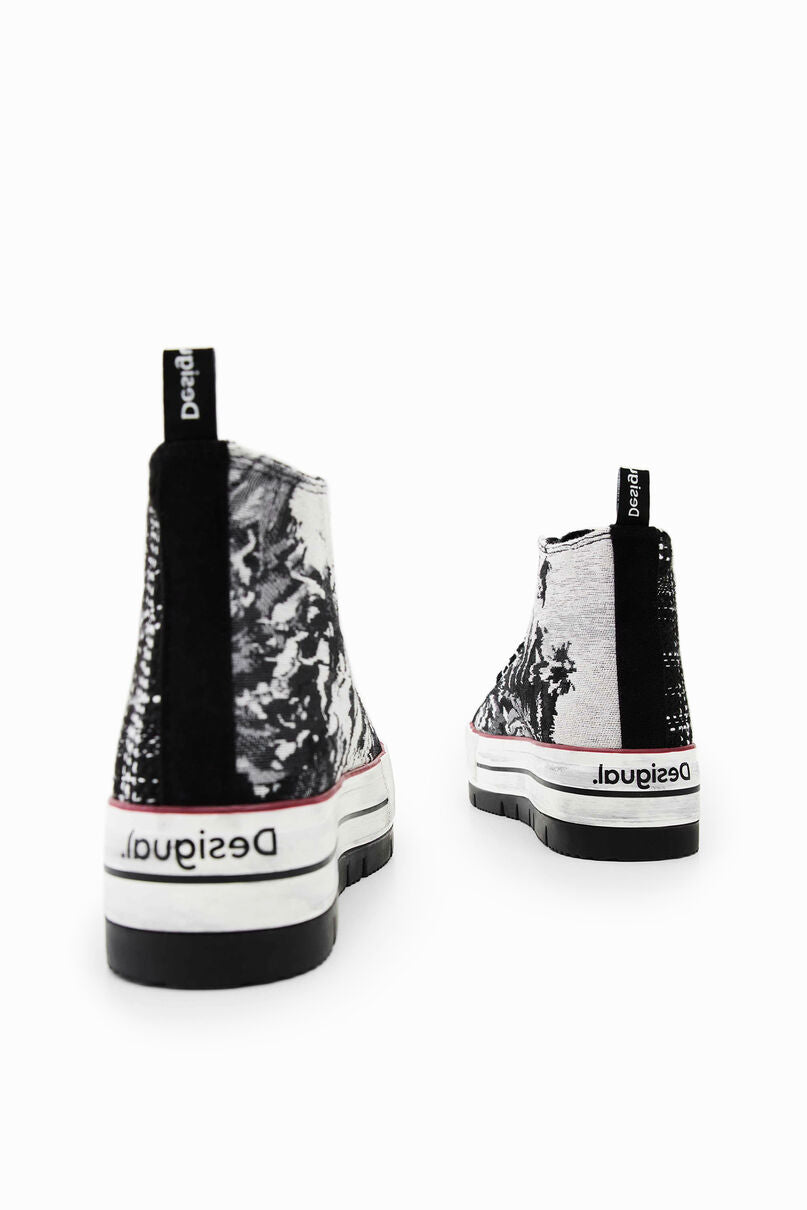Tartan platform high-top sneakers