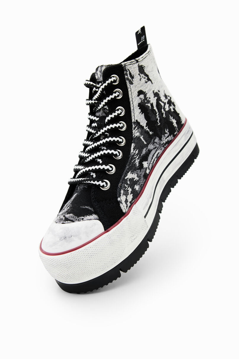 Tartan platform high-top sneakers