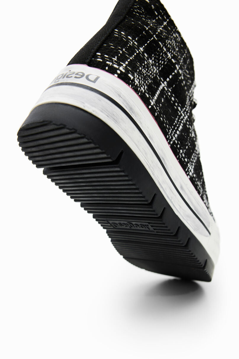 Tartan platform high-top sneakers
