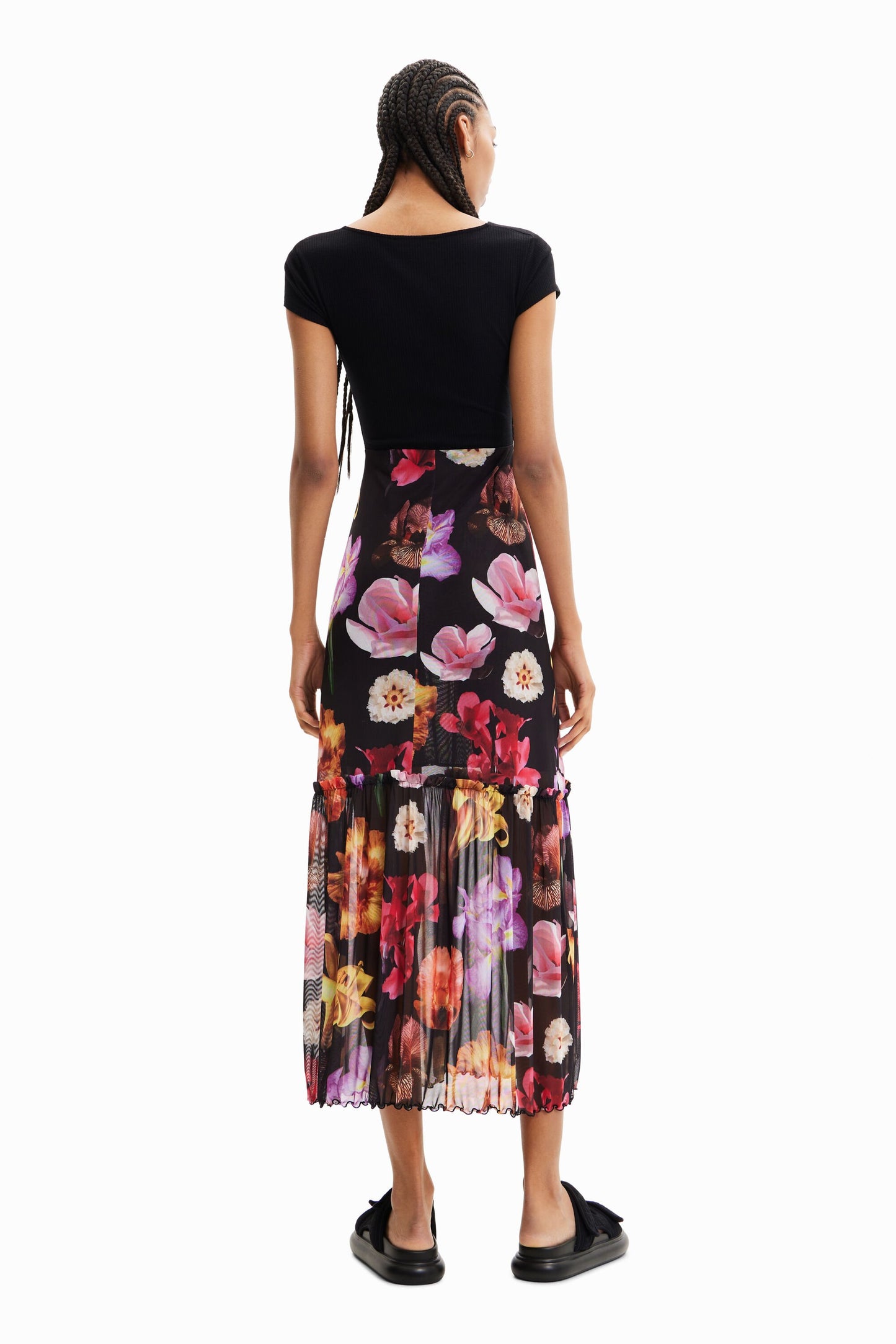 Combination floral long dress