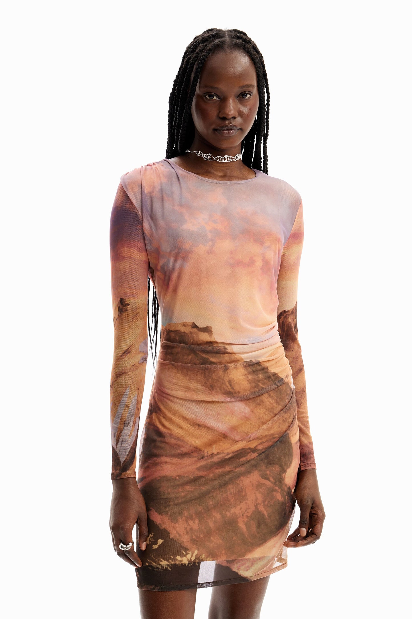 Slim landscape mini dress