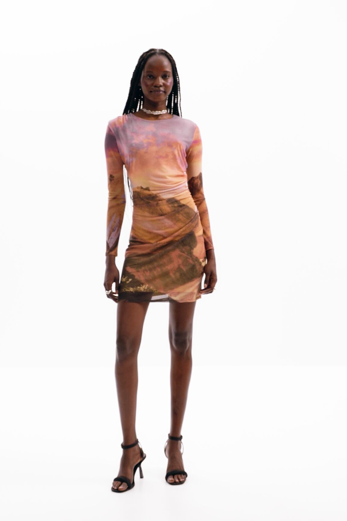 Slim landscape mini dress