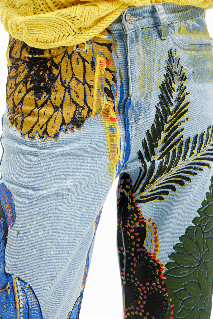 Straight India print jeans