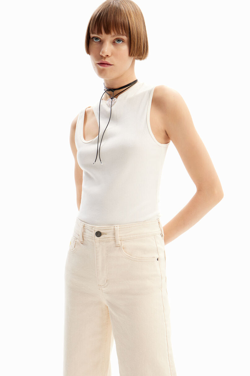 Cropped culotte jeans