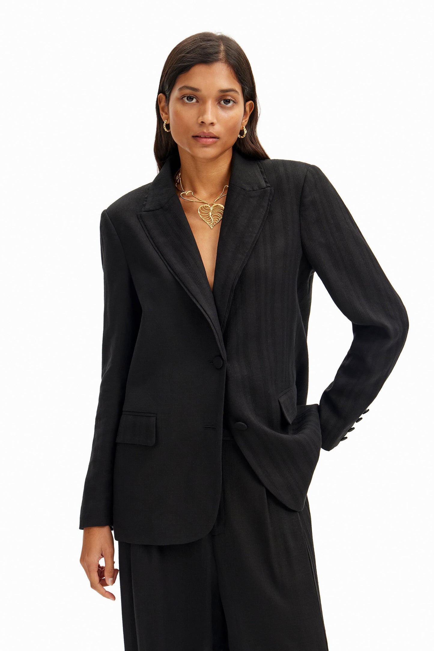 Straight textured blazer