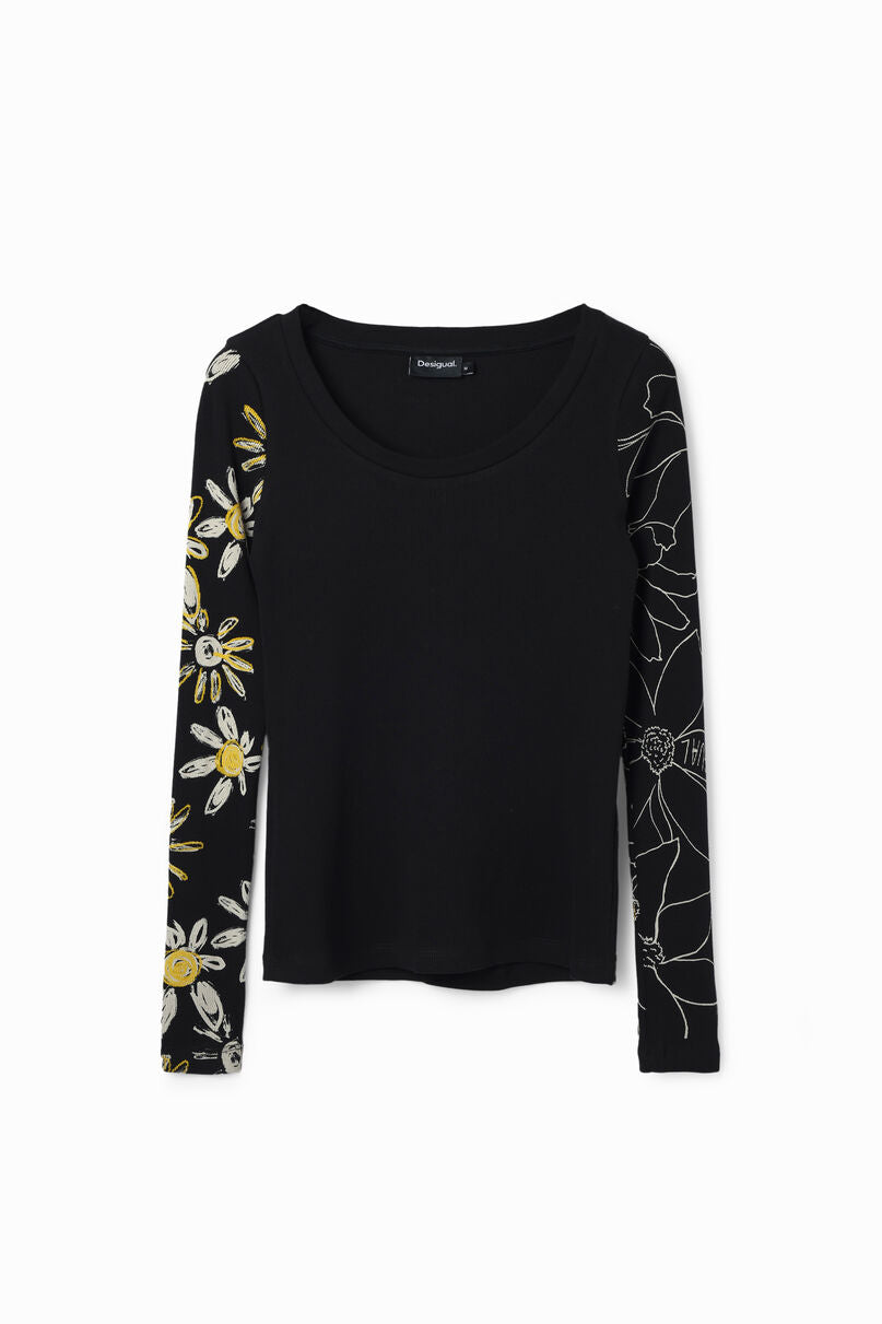 Ribbed floral T-shirt