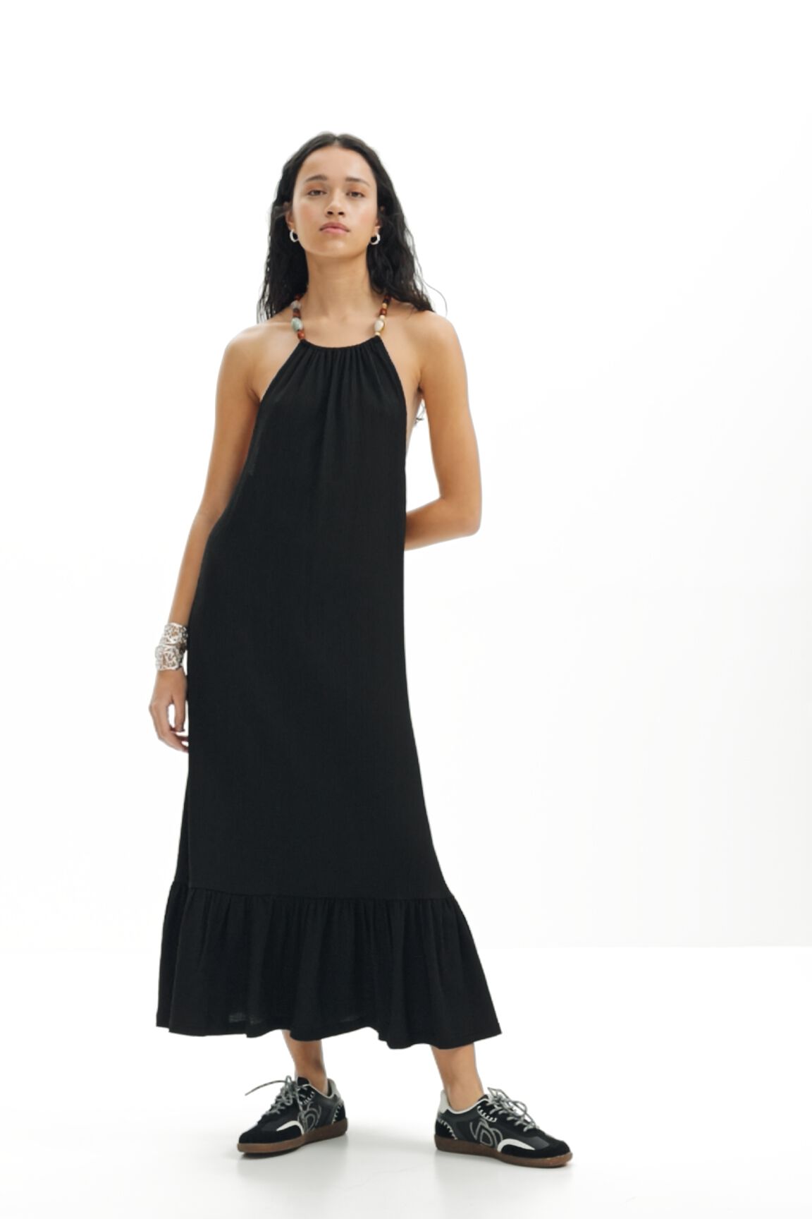 Beaded strappy midi dress
