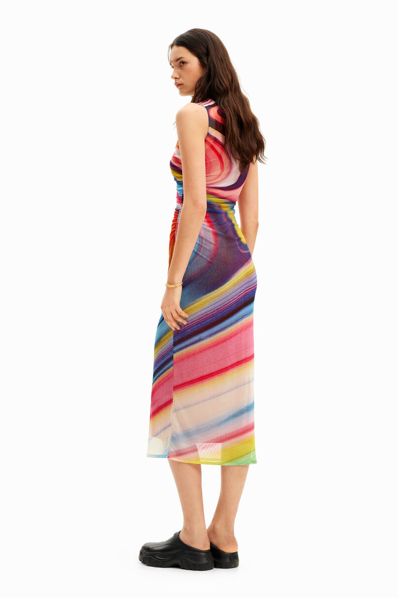 Tulle wave midi dress