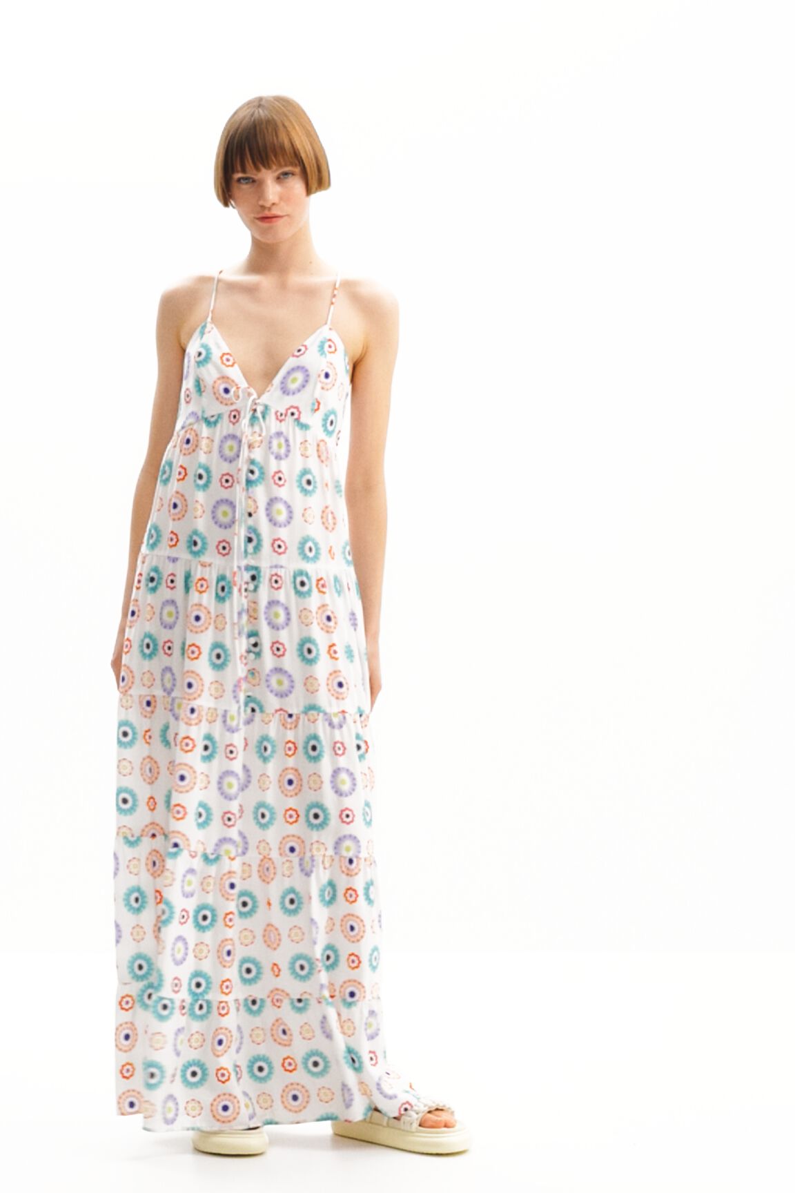Long geometric strappy dress