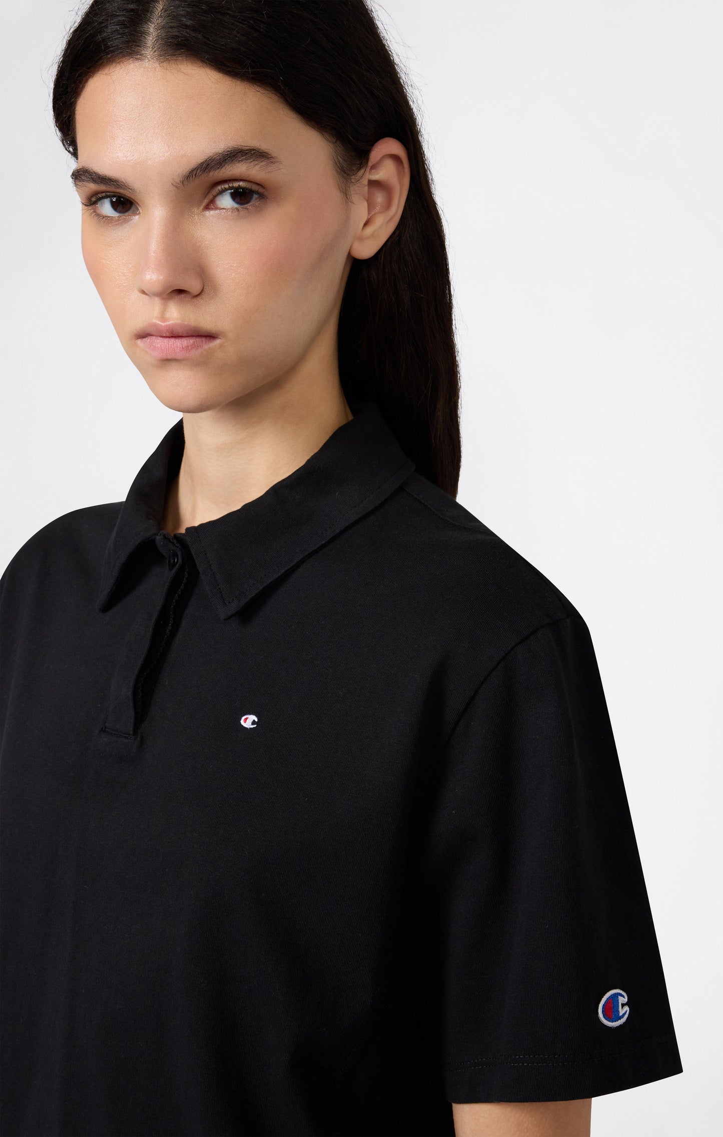 Women's Cropped Cotton Jersey Polo Shirt
