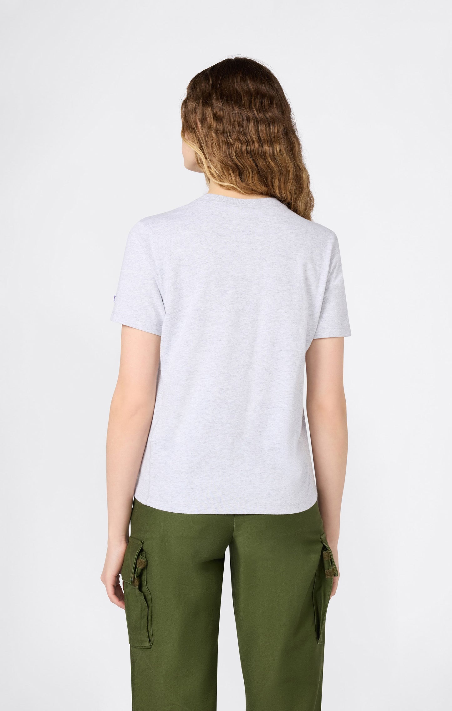 Women's Reverse Weave Crewneck T-Shirt with Embroidered Logo