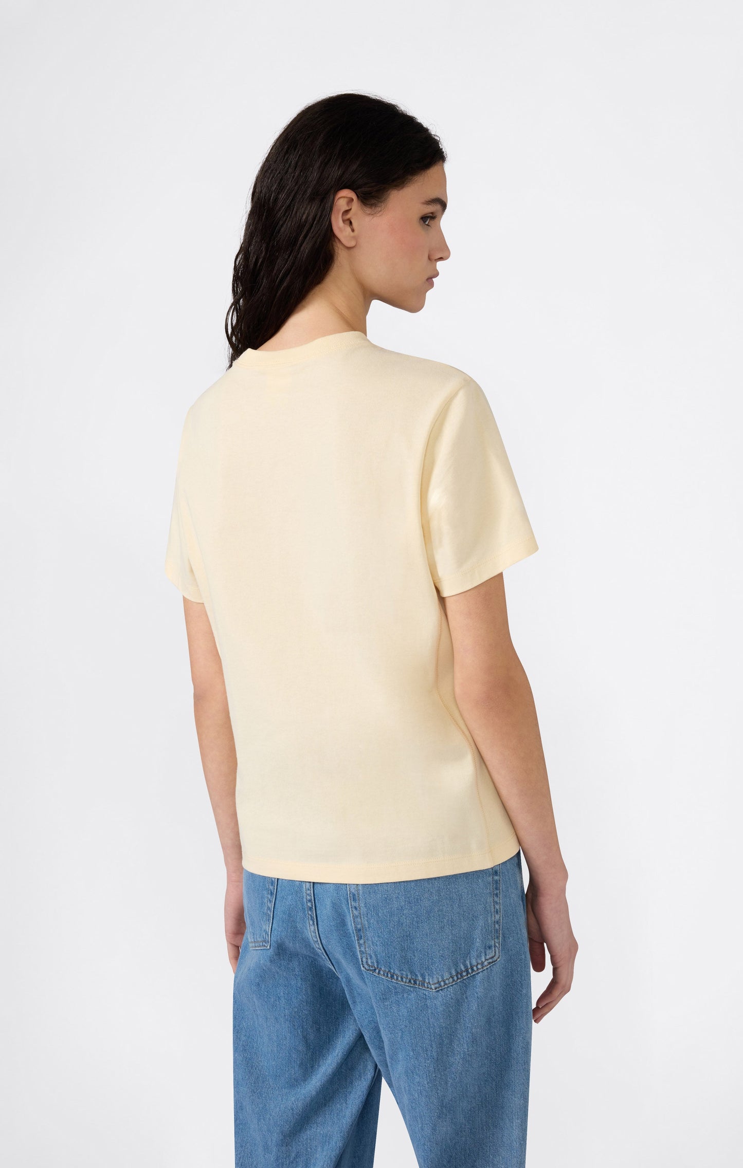 Women's Reverse Weave Crewneck T-Shirt with Embroidered Logo
