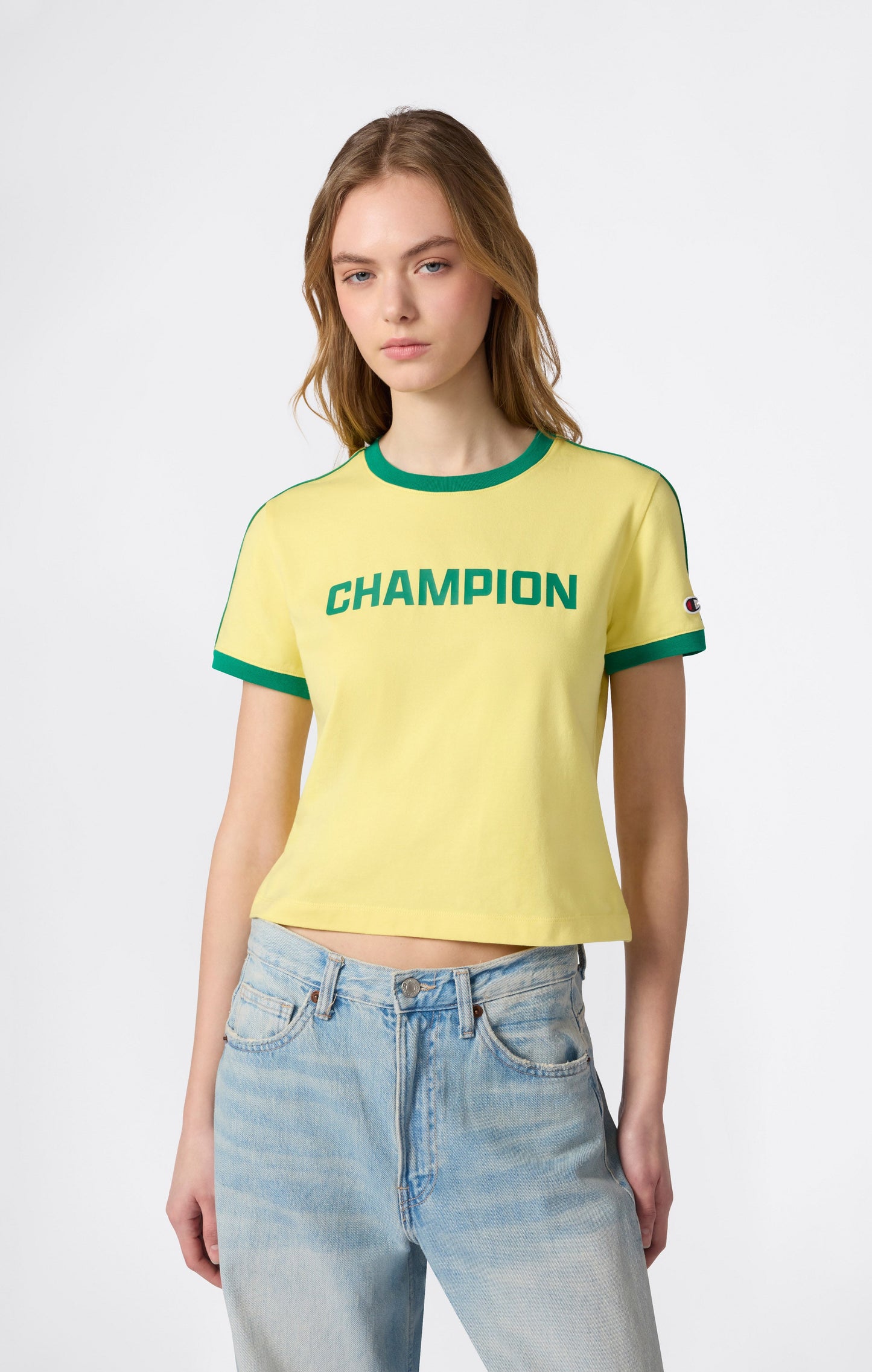 Women's Crewneck T-Shirt with Contrast Logo