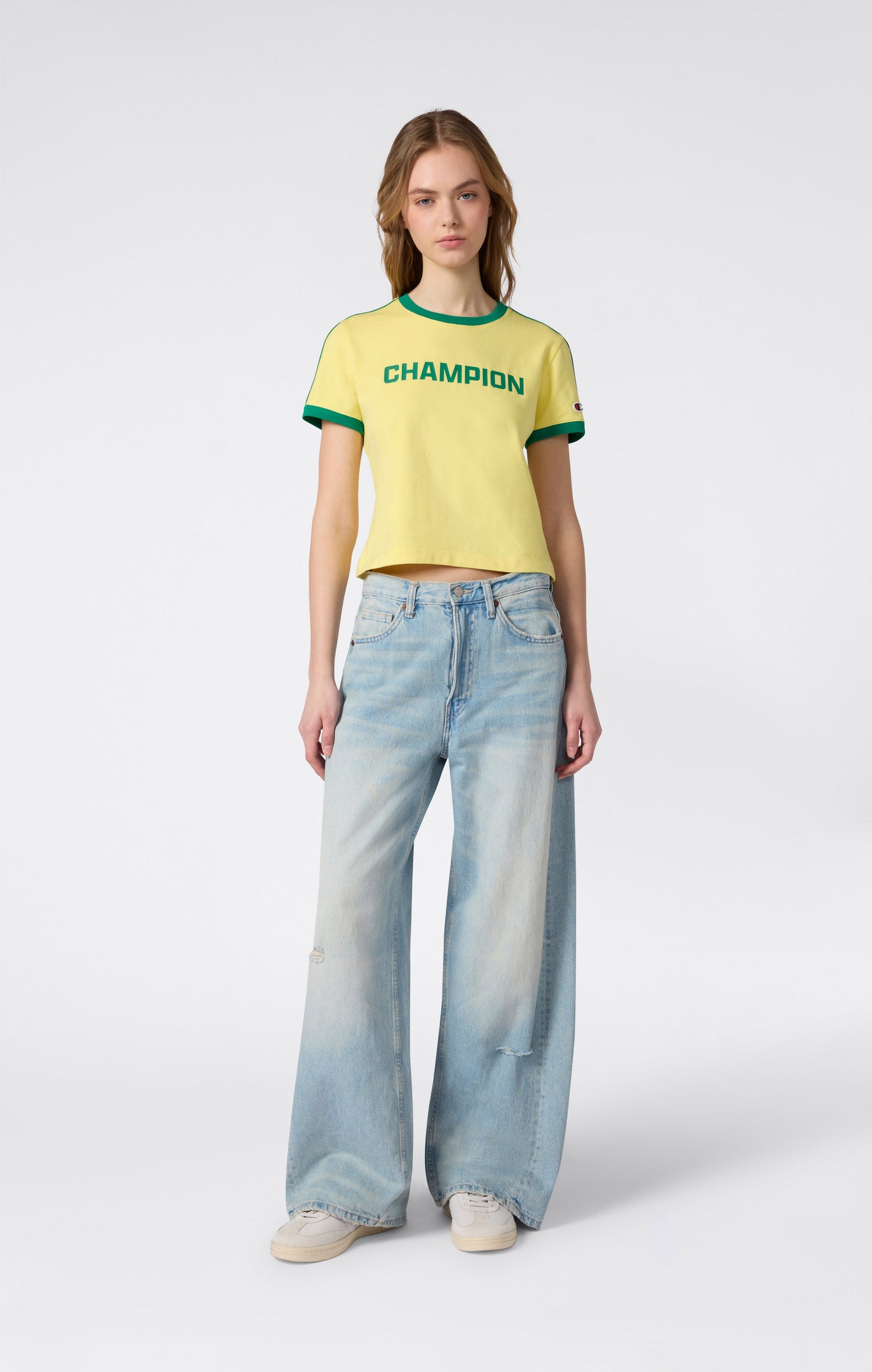Women's Crewneck T-Shirt with Contrast Logo
