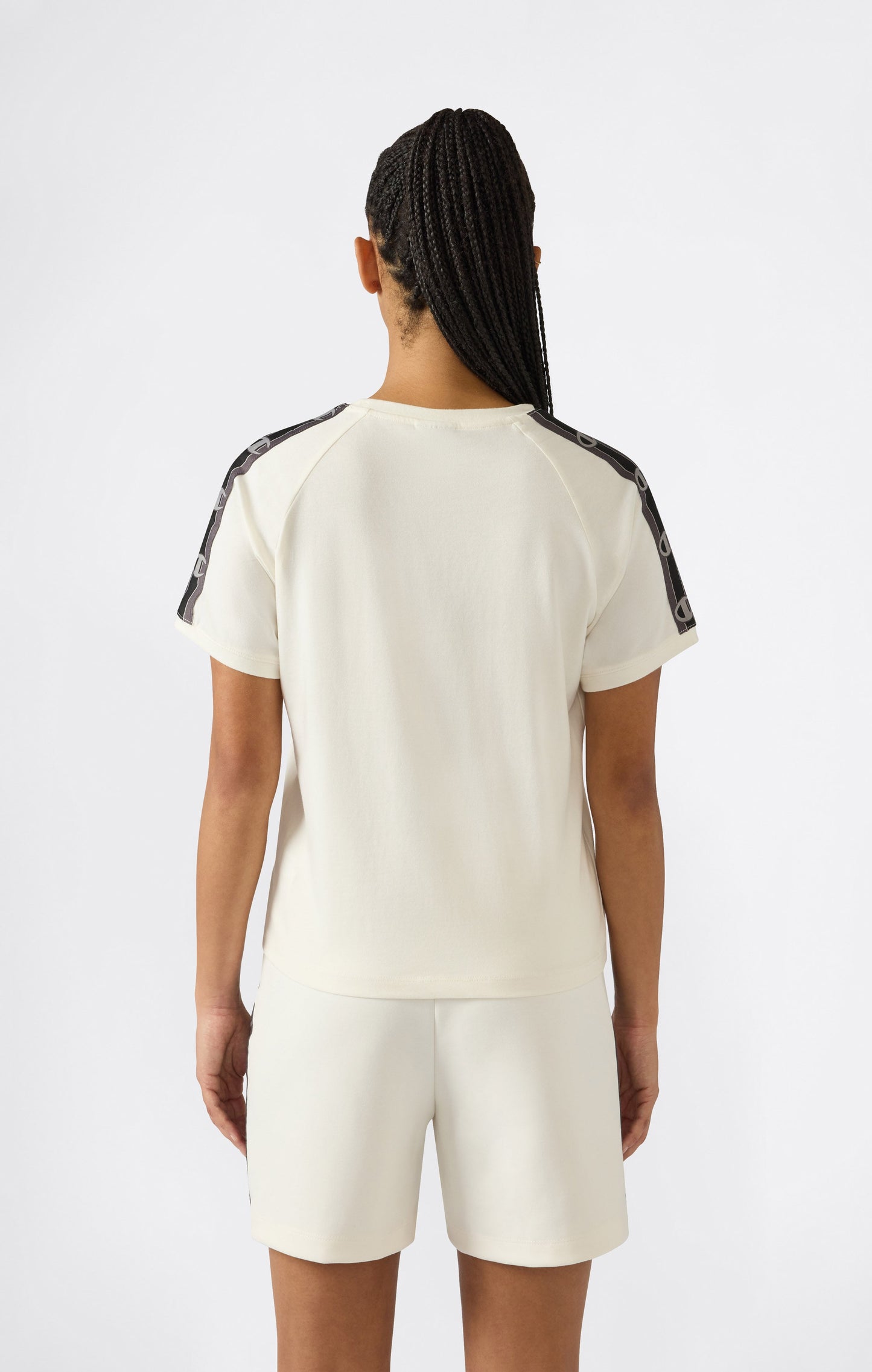 Women's Crewneck Stretch Jersey T-Shirt with Logo Tape