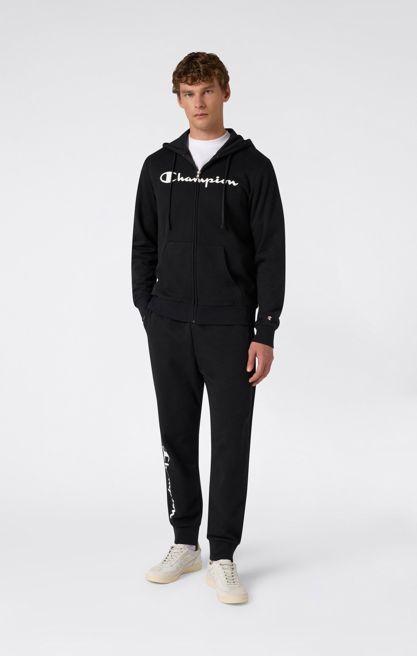 Men's Lightweight Full Zip Hooded Sweatshirt with Maxi Printed Logo