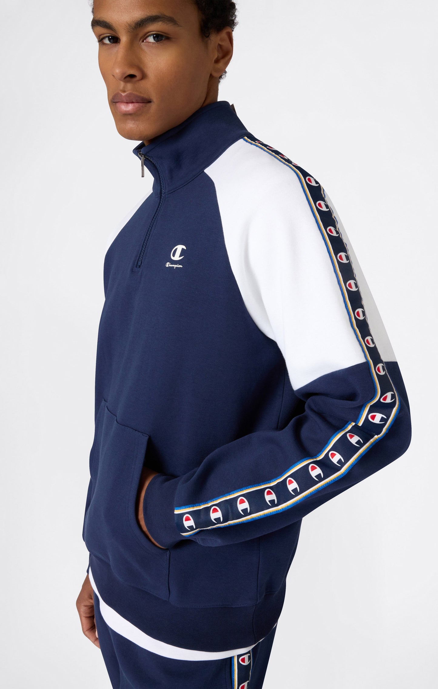 Men's Interlock Half Zip Tape Logo Sweatshirt