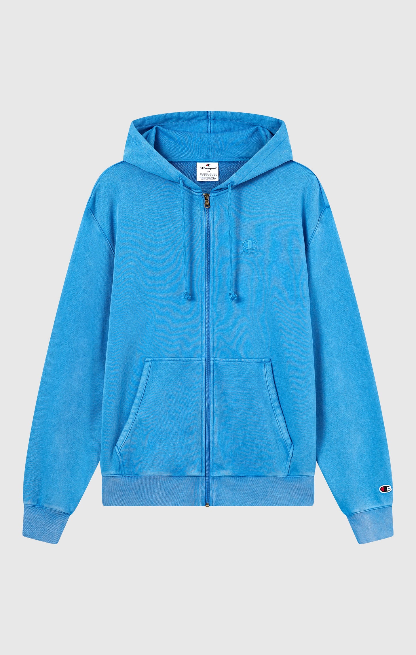 Men's Full Zip Hooded Sweatshirt with Embroidered Logo and Washed Effect Icons