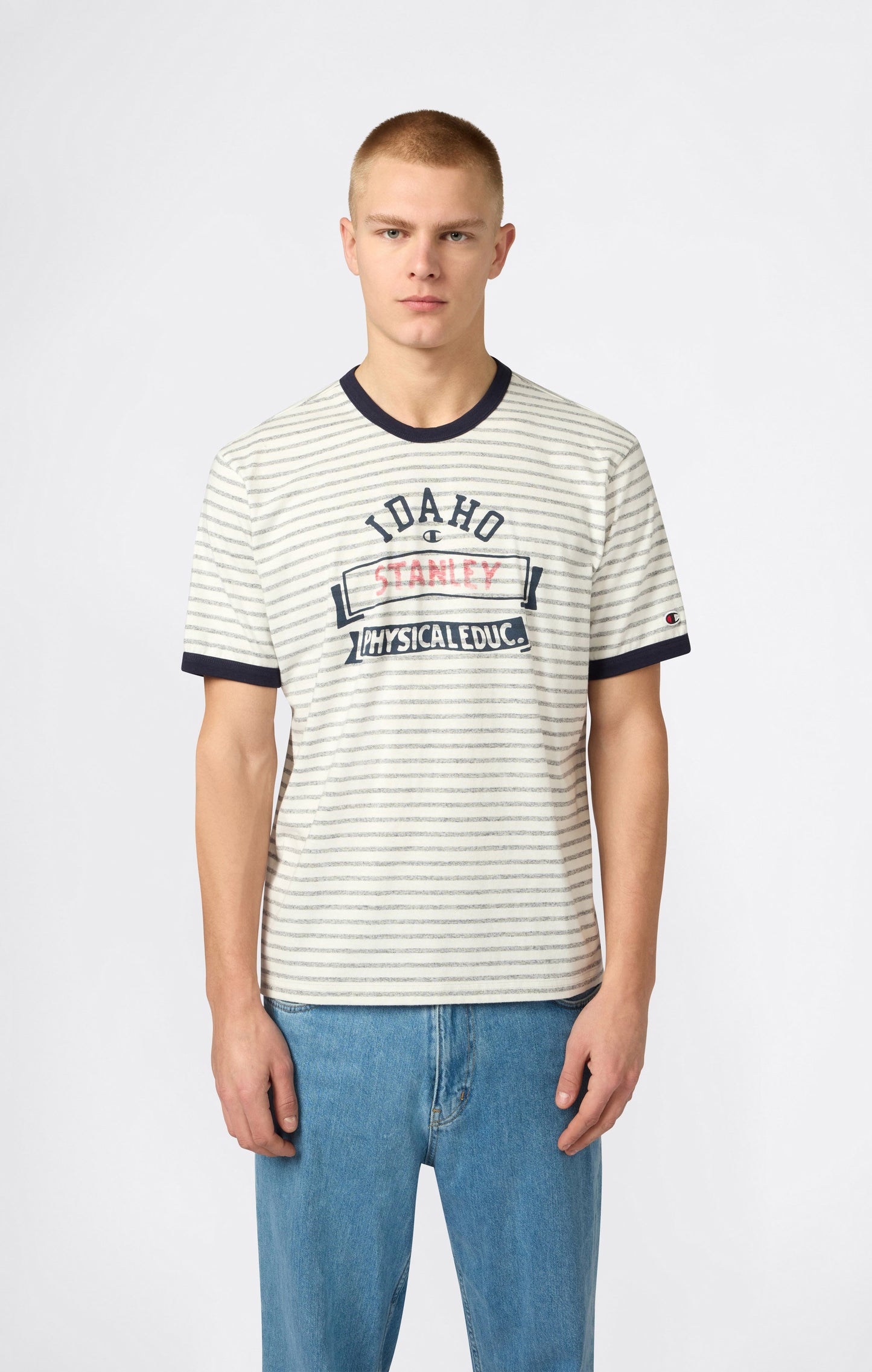 Men's Striped Ringer T-Shirt with Graphic