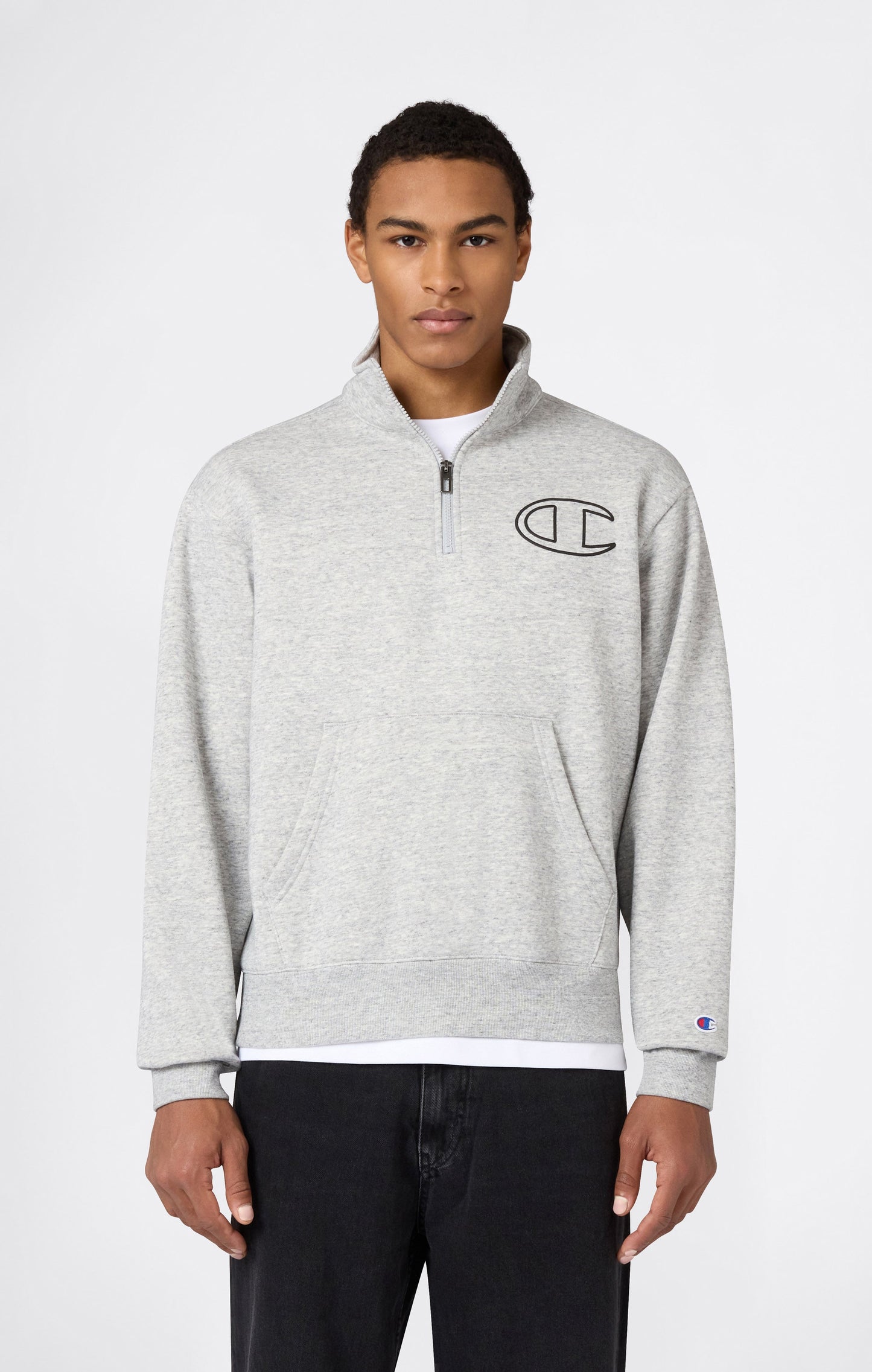Men's Half Zip Sweatshirt With Brushed Interior And Puff Print Logo