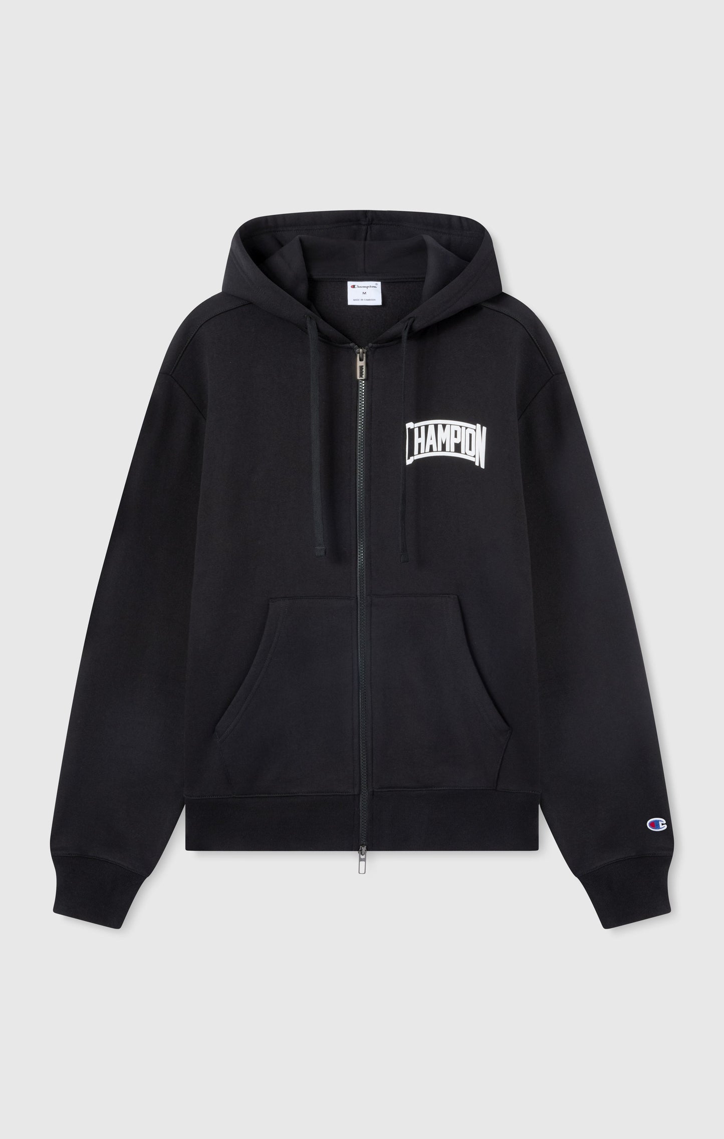 Men's Hooded Full Zip Sweatshirt With Brushed Interior And Puff Print Logo