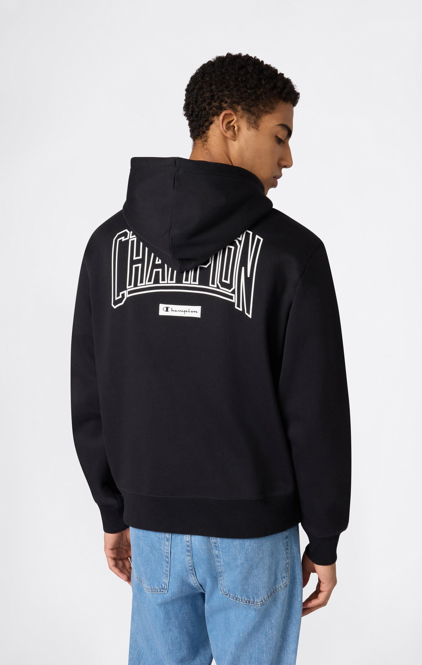 Men's Hooded Full Zip Sweatshirt With Brushed Interior And Puff Print Logo
