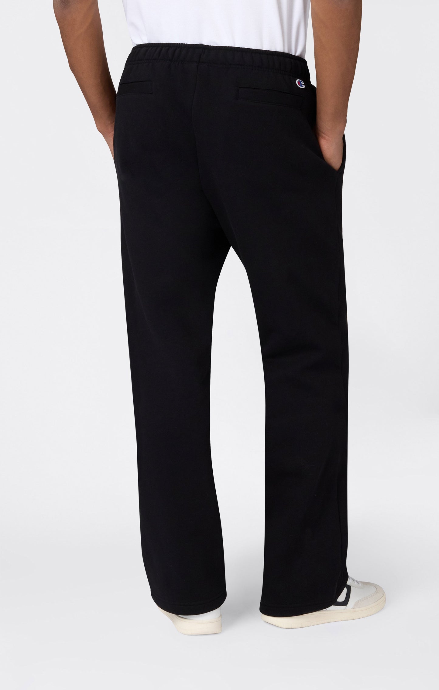 Men's Straight Hem Pants With Brushed Interior And Puff Print Logo