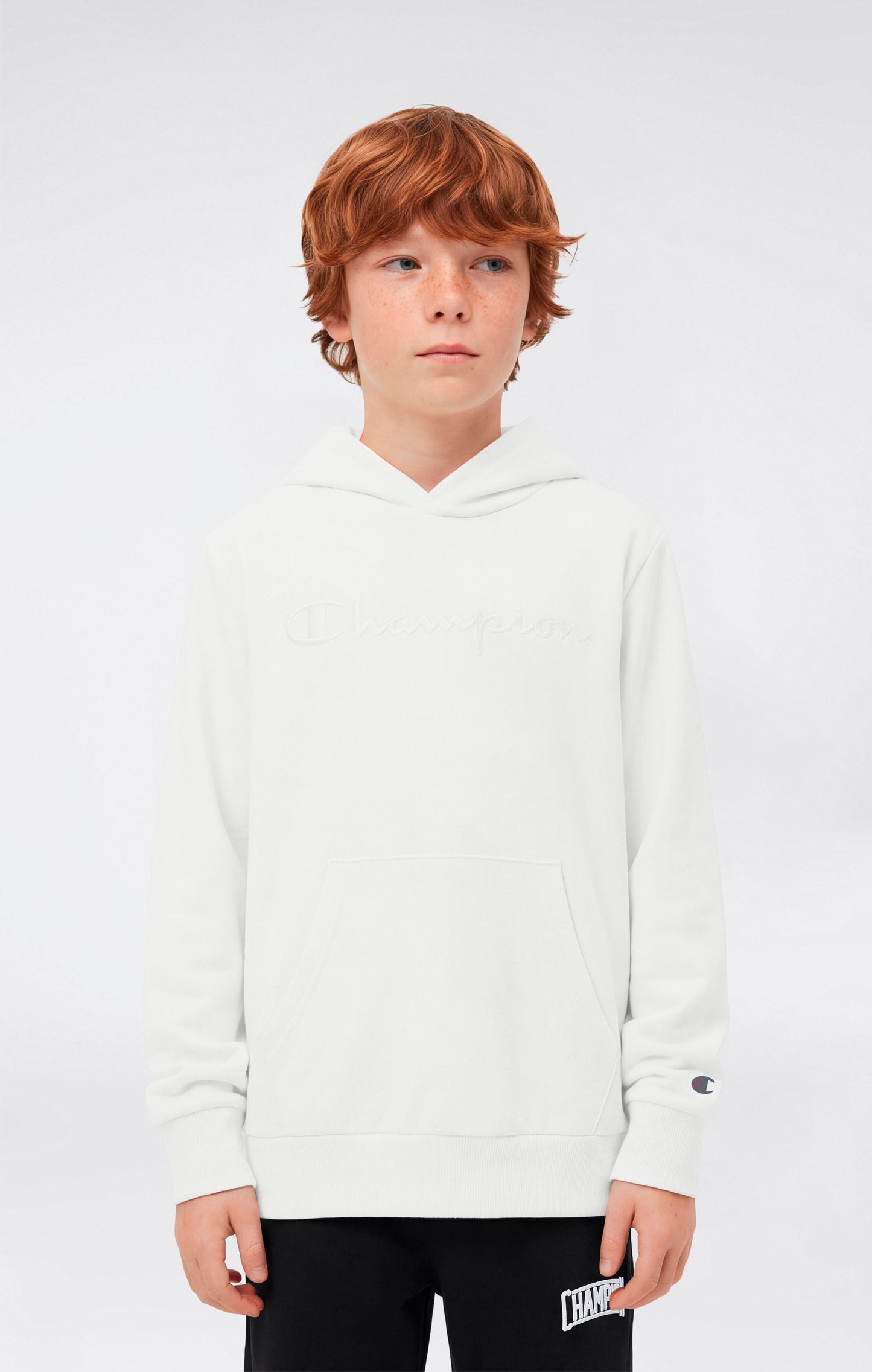 Boys' Lightweight Hooded Sweatshirt with Tonal Embroidered Maxi Logo Icons