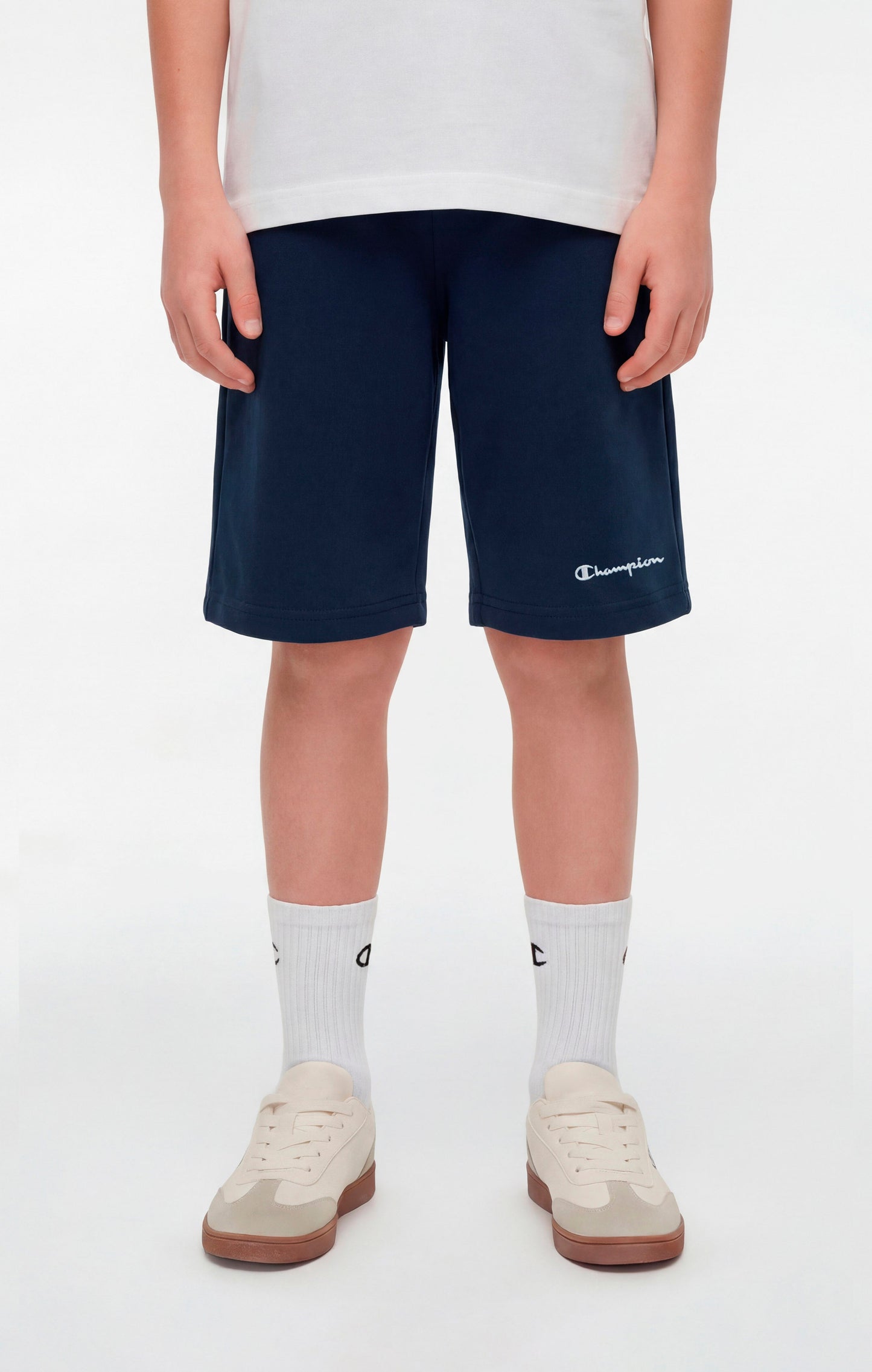 Boys' Bermuda Shorts with Small Embroidered Logo Icons