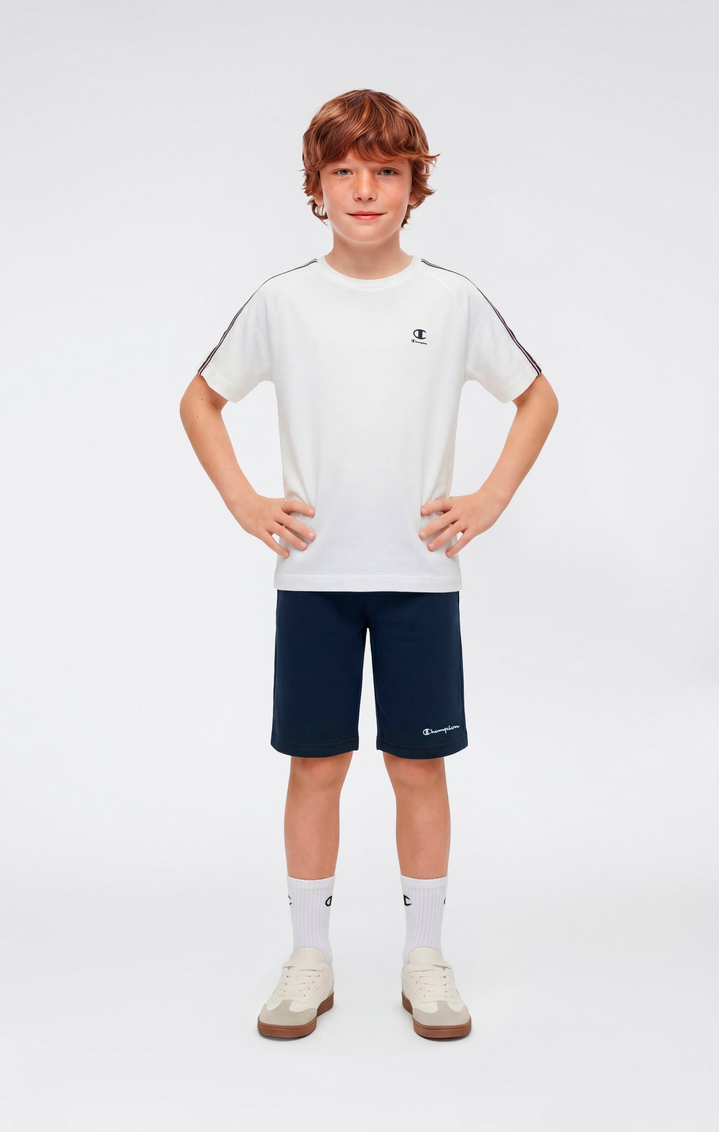 Boys' Bermuda Shorts with Small Embroidered Logo Icons