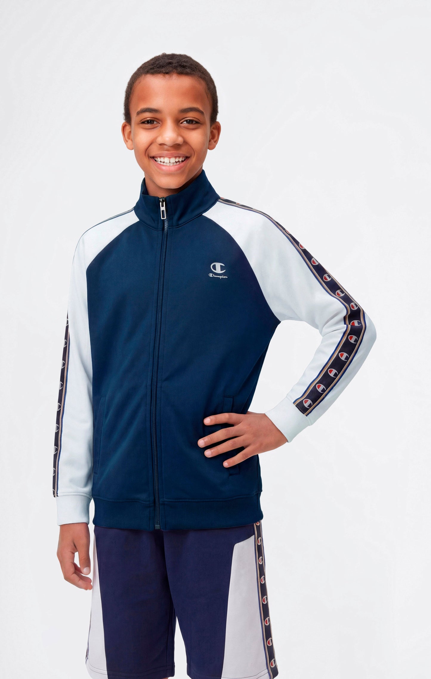 Boys' Full Zip Sweatshirt with Tape Logo