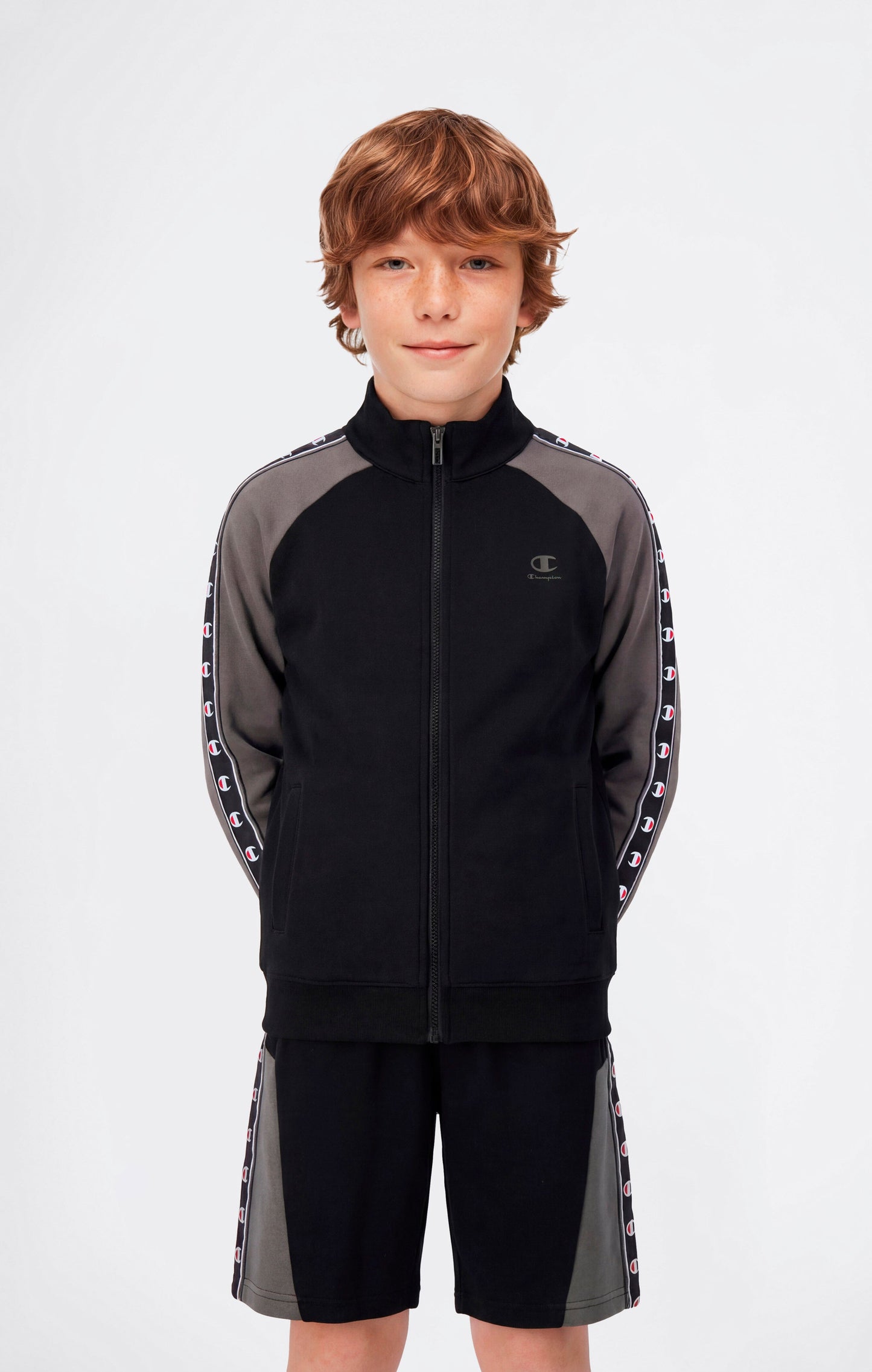 Boys' Full Zip Sweatshirt with Tape Logo