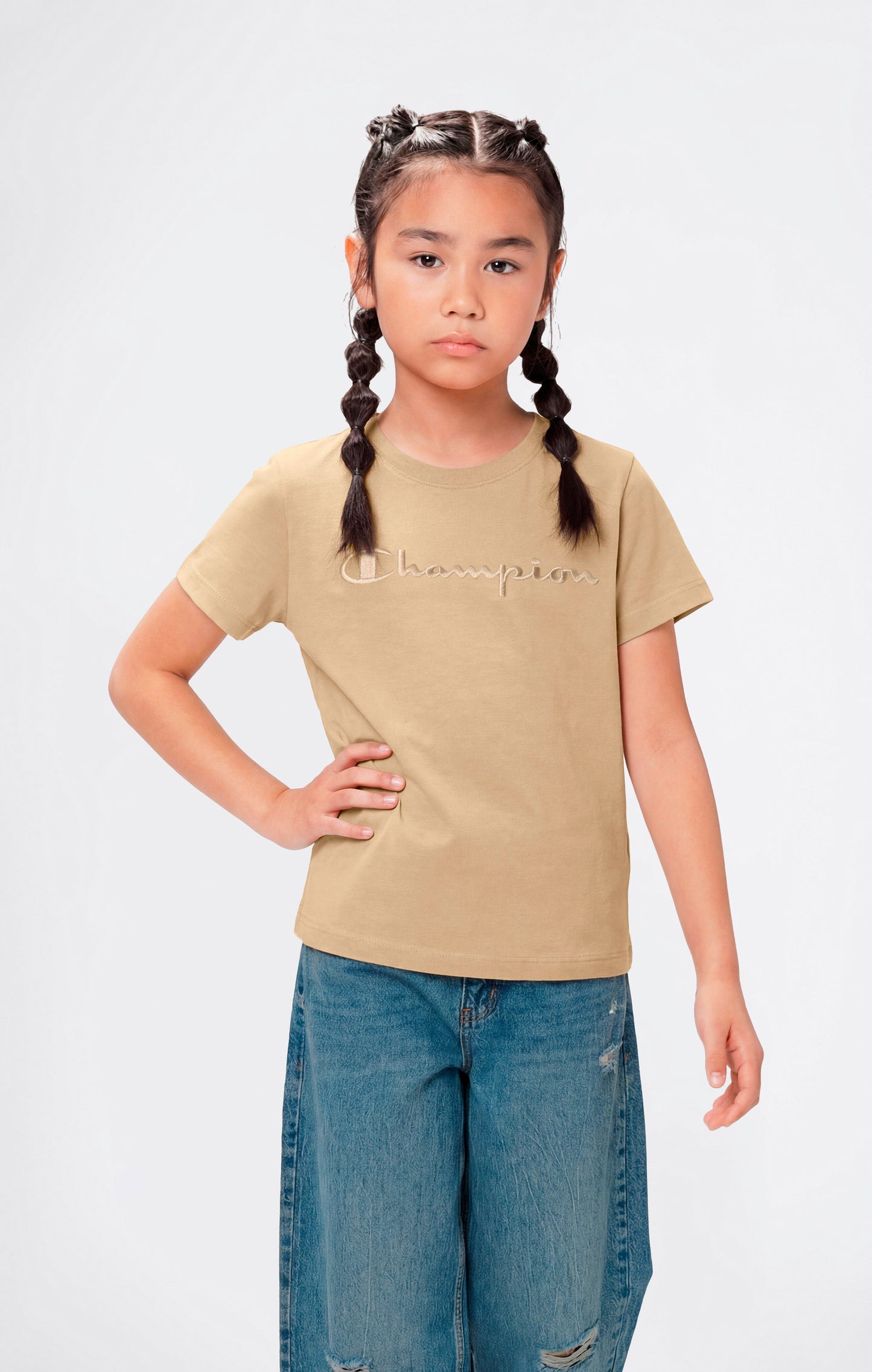 Girls' Crewneck T-shirt Slim Fit Icons