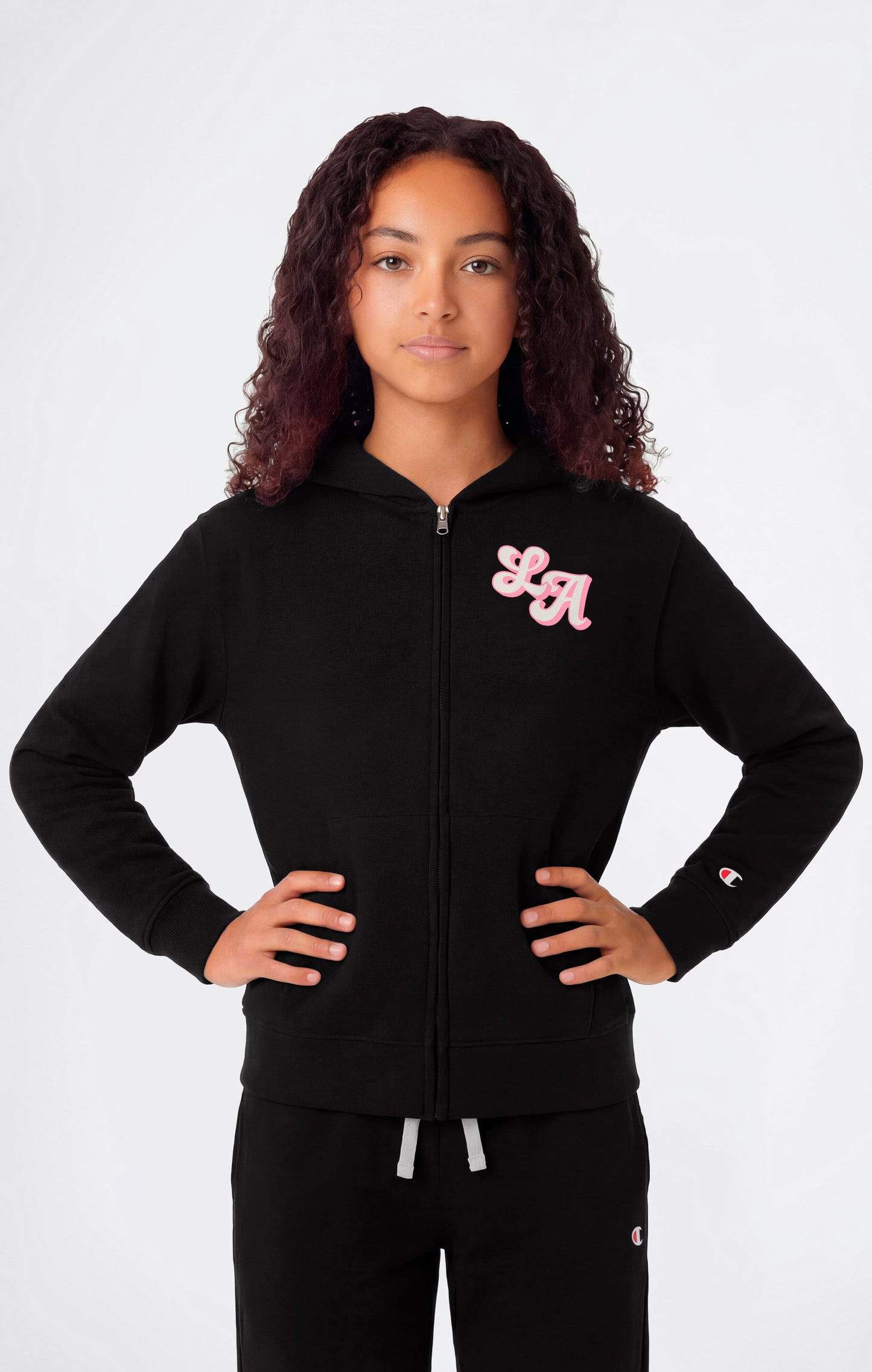 Girls' Hooded Full Zip Sweatshirt and Pants Tracksuit with Graphic