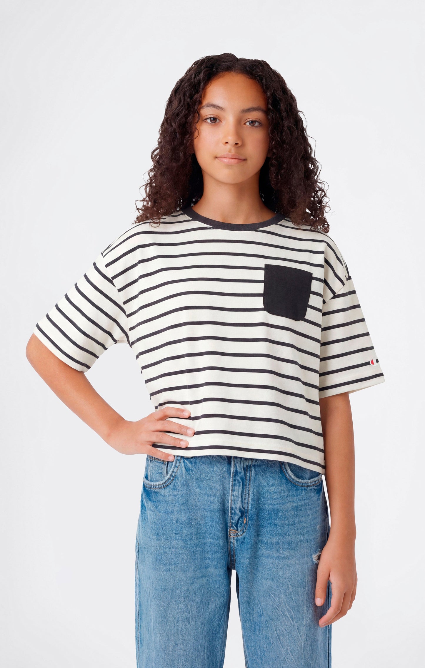 Girls' Oversized Striped T-Shirt Icons
